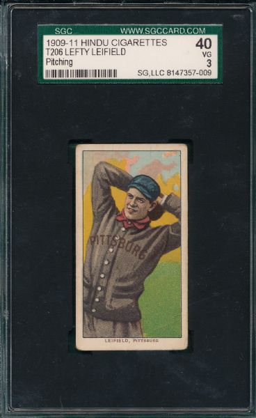 1909-1911 T206 Leifeld, Pitching, Hindu Cigarettes SGC 40
