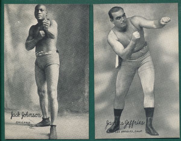 1921 Exhibits Boxing Jack Johnson & James Jefferies (2) Card Lot