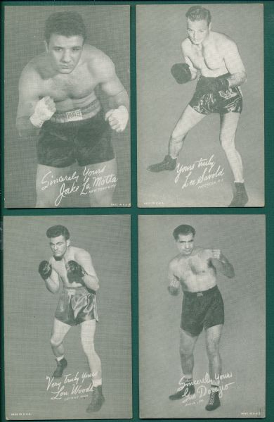 1939-66 Exhibits Boxing (64) Card Lot W/ LaMotta