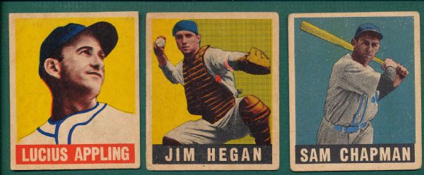 1948-49 Leaf #26, #28 & #59 Appling (3) Card Lot
