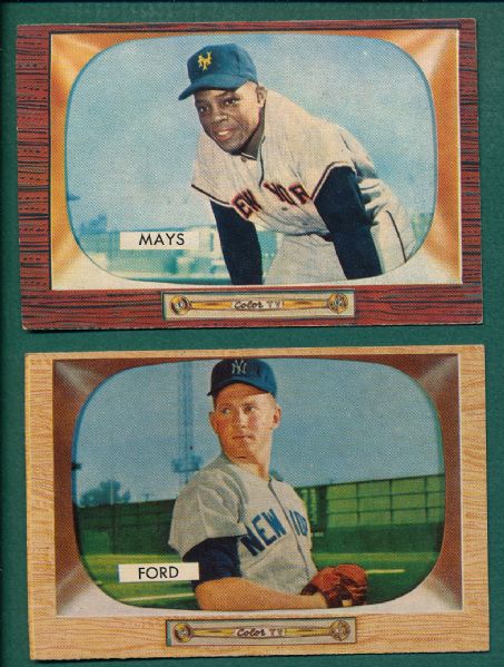 1955 Bowman #59 Whitey Ford & #184 Willie Mays (2) Card Lot