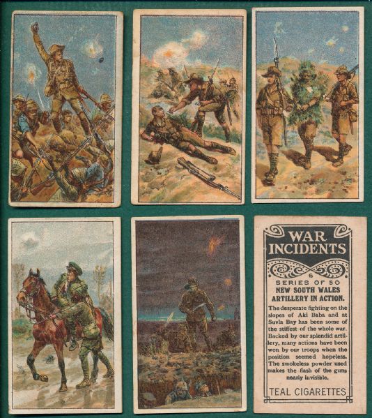 1915 War Incidents Teal Cigarettes Complete Set