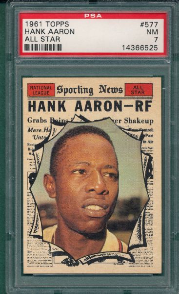 1961 Topps #577 Hank Aaron, All Star, PSA 7 *High Number*