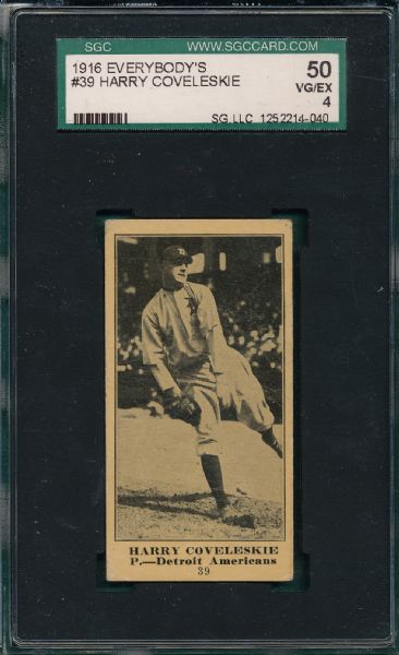 1916 Everbody's #39 Harry Coveleskie SGC 50 *Low Pop, None Higher*