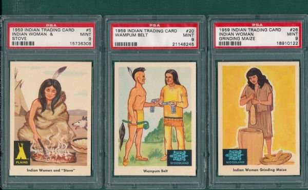 1959 Indian Trading Card Lot of (7) PSA 9