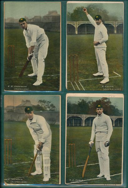 Lot of (4) Australian Cricket Players Miller & lang Post Cards