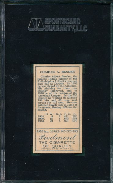 1911 T205 Bender Piedmont Cigarettes SGC 40