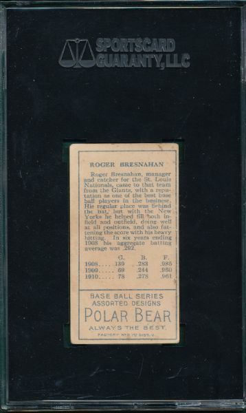 1911 T205 Bresnahan, Mouth Closed, Polar Bear Tobacco SGC 40