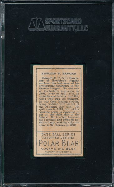 1911 T205 Barger, Partial B, Polar Bear Tobacco SGC 30 *SP*