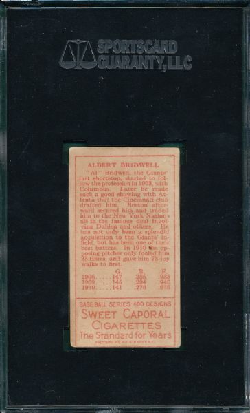 1911 T205 Bridwell Sweet Caporal Cigarettes SGC 30
