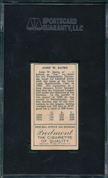 1911 T205 Bates Piedmont Cigarettes SGC 30 *Presents Better*