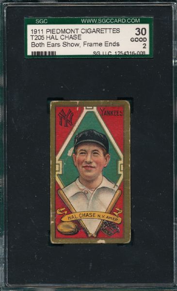 1911 T205 Chase, Both Ears, Piedmont Cigarettes SGC 30 