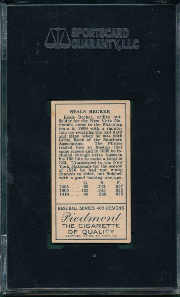 1911 T205 Becker Piedmont Cigarettes SGC 40