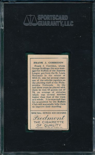 1911 T205 Corridon Piedmont Cigarettes SGC 40