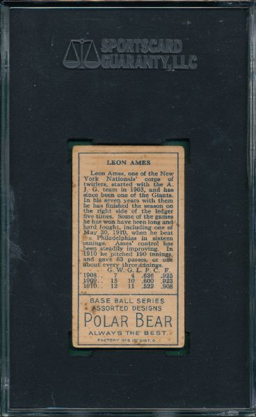 1911 T205 Ames Polar Bear Tobacco SGC 40