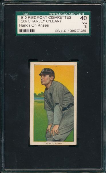 1909-1911 T206 O'Leary, Hands On Knees, Piedmont Cigarettes SGC 40