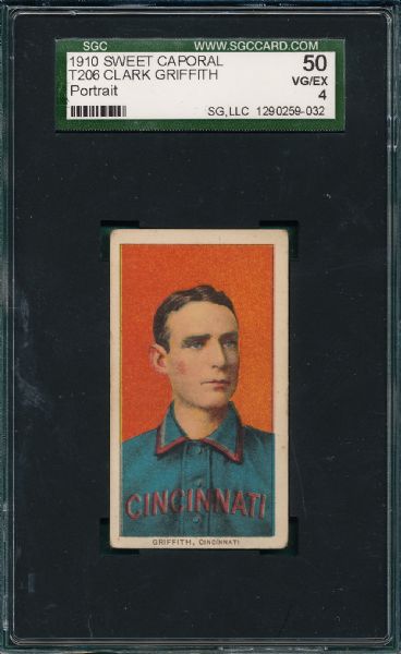1909-1911 T206 Griffith, Portrait, Sweet Caporal Cigarettes SGC 50