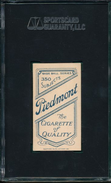 1909-1911 T206 Bender, Portrait, Piedmont Cigarettes SGC 50