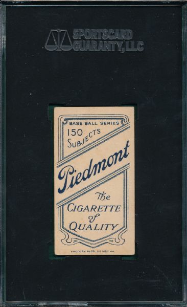 1909-1911 T206 Brown, Mordecai, Cubs on Shirt, Piedmont Cigarettes SGC 50