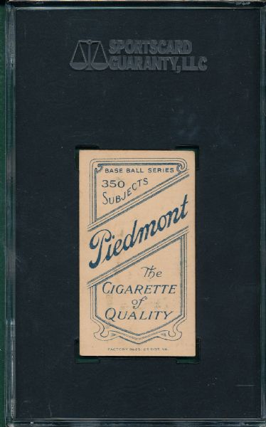 1909-1911 T206 Evers, Bat, Chicago on Shirt, Piedmont Cigarettes SGC 50