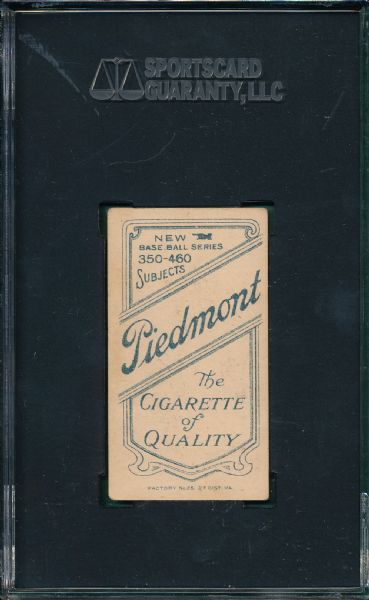 1909-1911 T206 Tinker, Bat on Shoulder, Piedmont Cigarettes SGC 50