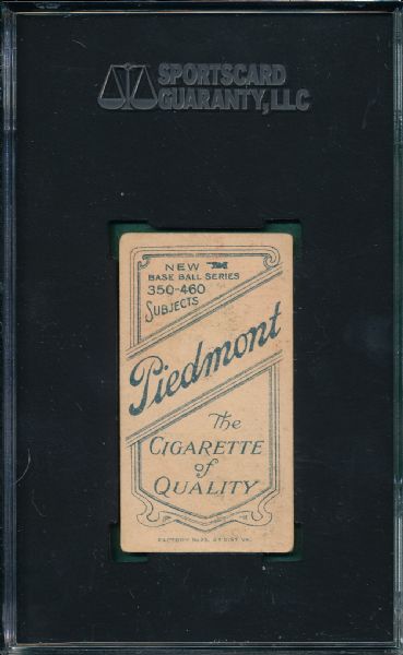 1909-1911 T206 McGraw, Portrait with Cap, Piedmont Cigarettes SGC 40