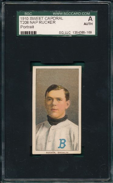 1909-1911 T206 Rucker, Portrait, Sweet Caporal Cigarettes SGC Authentic
