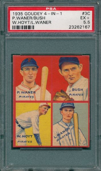 1935 Goudey 4 in 1, #3C P. Waner, L. Waner & Hoyt PSA 5.5
