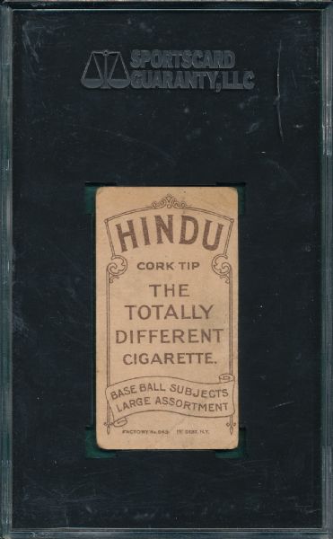 1909-1911 T206 Bergen, Batting Hindu Cigarettes SGC 10