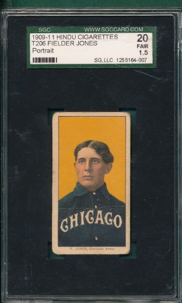 1909-1911 T206 Jones, Fielder, Portrait, Hindu Cigarettes SGC 20