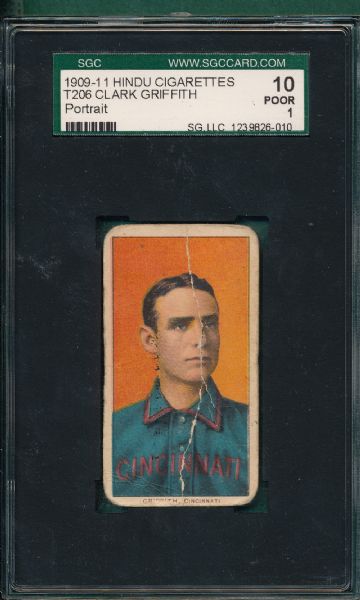 1909-1911 T206 Griffith, Portrait, Hindu Cigarettes SGC 10