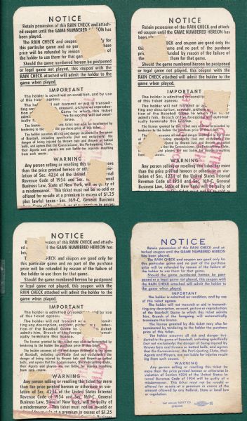 1958 World Series Ticket Stubs, Yankees vs Braves, Lot of (4)