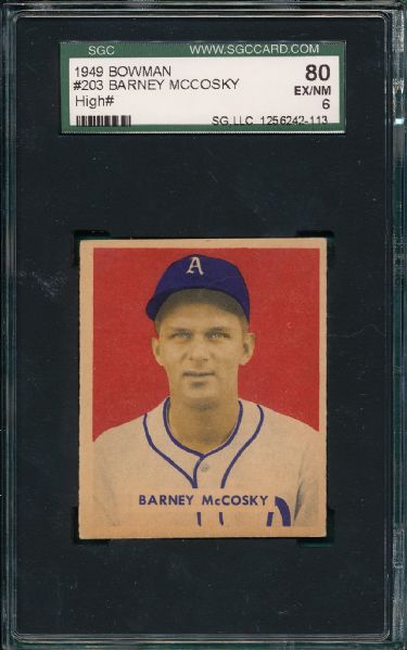 1949 Bowman #203 Barney McCosky SGC 80 *High Number*