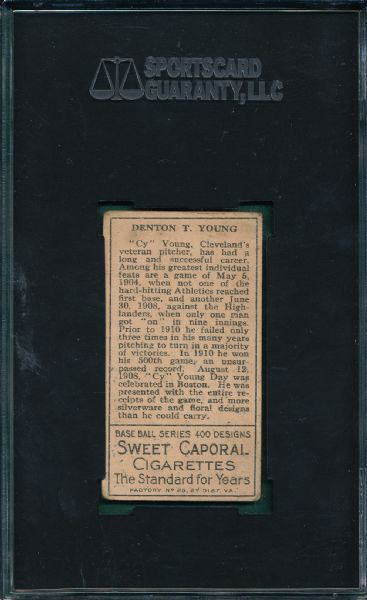 1911 T205 Young, Cy Sweet Caporal Cigarettes SGC 30