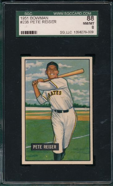 1951 Bowman #238 Pete Reiser SGC 88