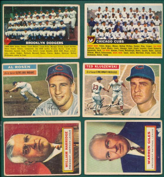 1956 Topps Lot of (91) W/ Dodgers Team Card