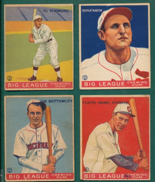 1933 Goudey Lot of (4) Hall of Famers W/ Al Simmons