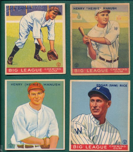 1933 Goudey Lot of (4) Hall of Famers W/ Manush