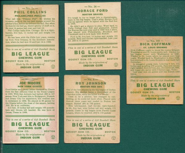 1933 Goudey Lot of (18) Hall of Famers W/ Luque