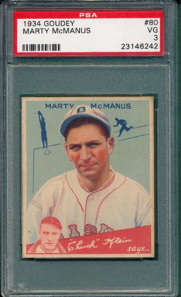 1934 Goudey #80 Marty McManus PSA 3 *High #*