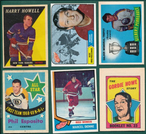1958-74 Topps/OPC Hockey HOFer, Stars and Rookies Grab Bag Lot of (24)