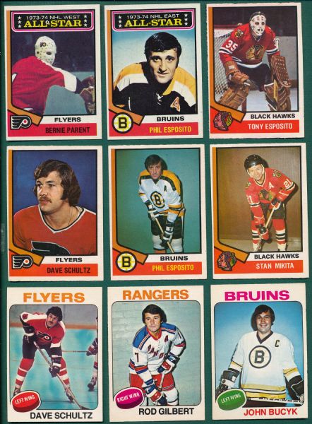 1958-74 Topps/OPC Hockey HOFer, Stars and Rookies Grab Bag Lot of (24)