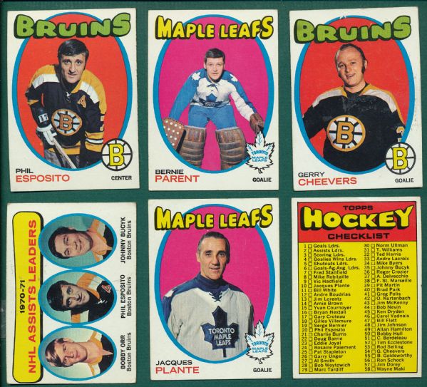 1971-72 Topps Hockey Lot of (84) W/ Phil Esposito