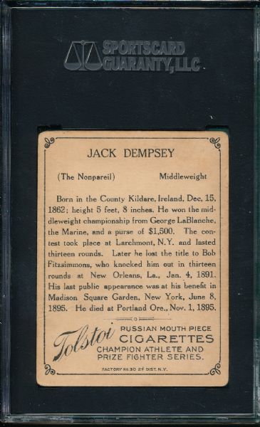 1910 T220 Boxing Jack Dempsey SGC 20