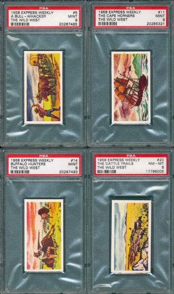 1958 Express Weekly The Wild West Lot of (4) PSA 9