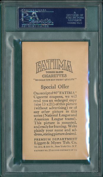 1913 T200 Philadelphia Nationals Fatima Cigarettes PSA 3