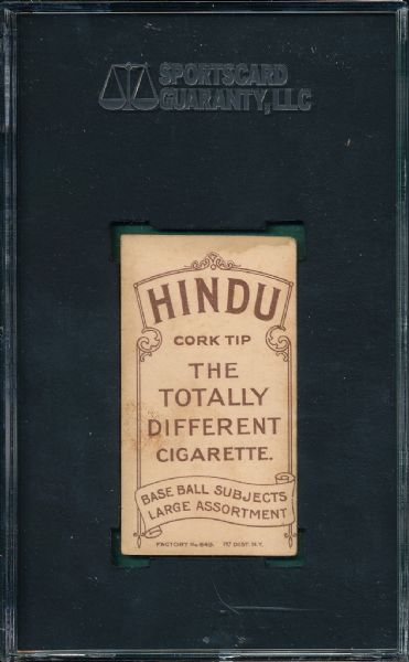 1909-1911 T206 Sheckard, No Glove, Hindu Cigarettes SGC 20 *Low Pop*