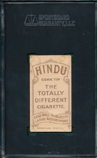 1909-1911 T206 Lake, NY, Hindu Cigarettes SGC Authentic *Low Pop*