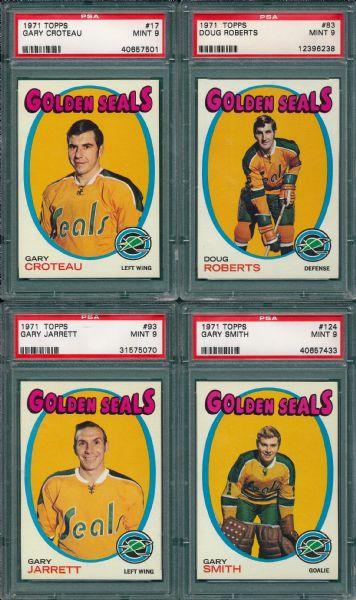 1971-72 Topps Hockey Lot of (4), Golden Seals, PSA 9