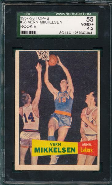 1957-58 Topps BSKT #28 Vern Mikkelsen SGC 55 *Rookie*